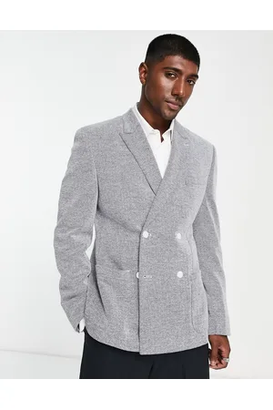 ASOS Slim double breasted blazer in and white texture
