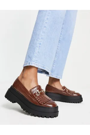 London Rebel Naiset Loaferit - Super chunky metal trim loafers in choc croc