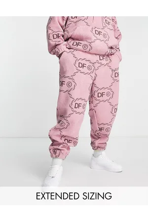 ASOS Miehet Setit - ASOS Dark Future co-ord relaxed joggers in teddy borg with all over monogram logo print and embroidery in
