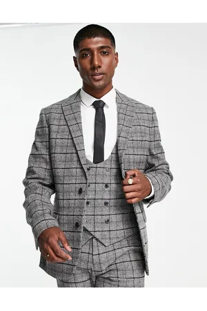 ASOS Super skinny wool mix suit jacket in and white highlight check