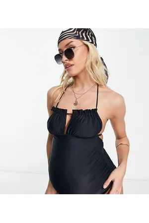 ASOS Naiset Uimapuvut - ASOS DESIGN Maternity ruched tie front swimsuit in