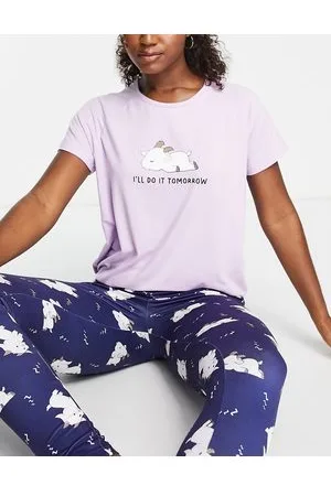 Loungeable koala bear legging pajama set in white and navy