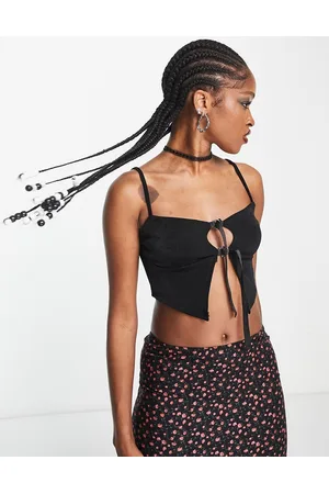 Motel Cut out strap detail cami crop top in