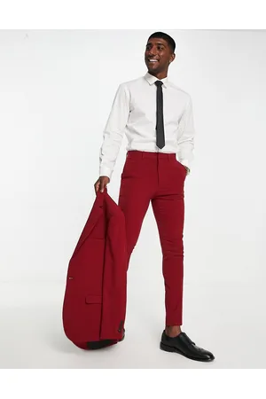 ASOS Super skinny suit trousers in burgundy