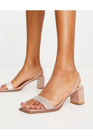 London Rebel Naiset Sandaletit - Sling back embellished block heel sandals in beige