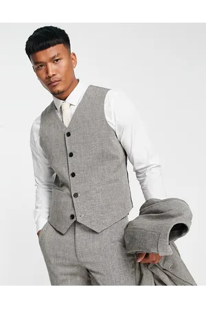 ASOS Super skinny wool mix suit waistcoat in tweed