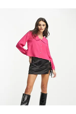 Whistles Button down blouse with oversized collar in hot