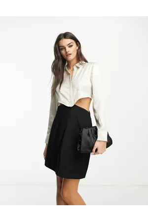 & OTHER STORIES Cut-out mini shirt dress in and white