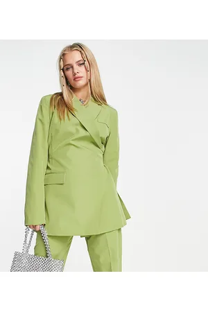COLLUSION Naiset Setit - Slim blazer with wrap detail in lime green co-ord