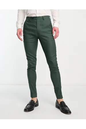 ASOS Super skinny linen mix suit trouser in forest