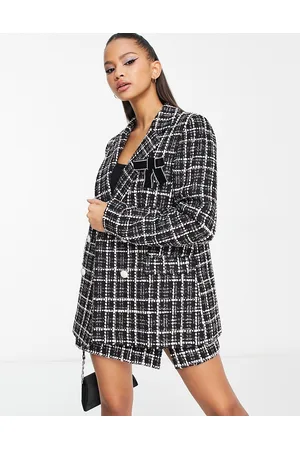 Miss Selfridge Co-ord double breasted military blazer in metallic check