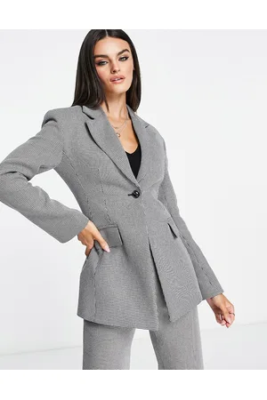& OTHER STORIES Co-ord fitted wool blend blazer in black and white check