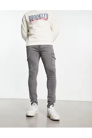 ASOS Super skinny cargos in washed charcoal