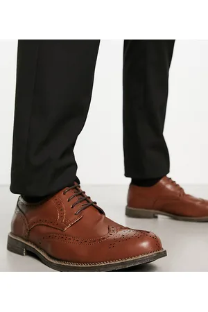 Truffle Collection Wide fit formal lace up brogues in tan