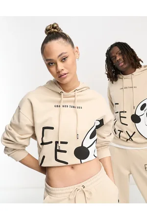 Crooked Tongues X Felix the Cat unisex co-ord oversized hoodie with large scale logo and graphic prints in stone