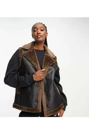 Urbancode aviator coat clearance with faux fur trim