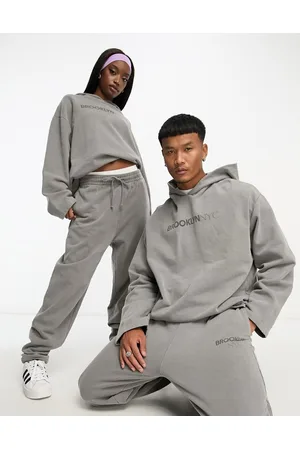 ASOS Setit - Unisex co-ord oversized hoodie with front print charcoal wash