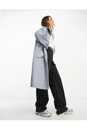 ASOS Naiset Sadetakit - Rubberised rain parka coat in slate blue