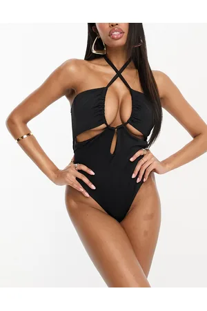 ASOS Fuller Bust gathered ruche cut out swimsuit in