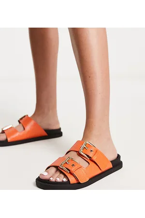 London Rebel Naiset Sandaalit - Chunky double buckle footbed sliders in orange