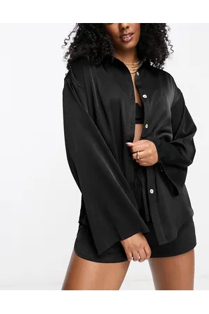 4th & Reckless Naiset Setit - Satin beach shirt co-ord in