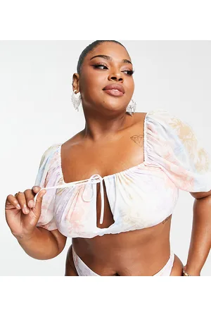 ASOS Naiset Bikinit - Curve puff sleeve bikini top in toile de juoy print