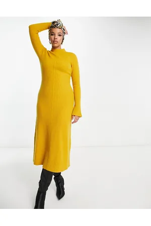 & OTHER STORIES Naiset Neulemekot - Knitted midi dress in mustard