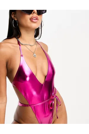 ASOS Naiset Uimapuvut - Metallic plunge super high leg swimsuit in