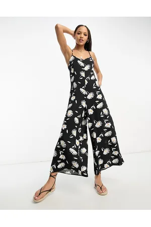 ASOS Naiset Haalarit - Strappy culotte jumpsuit in large daisy print