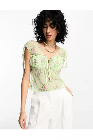 ASOS Naiset Korsetit - Soft corset with ruched bust in sage & purple floral print