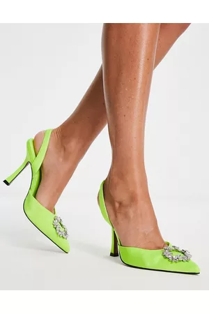 ASOS Naiset Korkokengät - Poppy embellished slingback high heeled shoes in lime