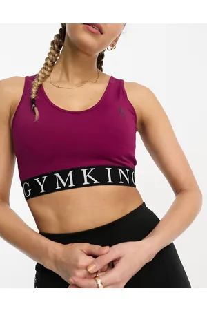 Gym King Dominate strappy mid support sports bra in red