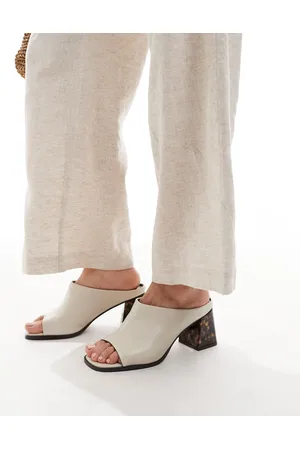 River Island Cremefarvede mules med blokhæl-Hvid
