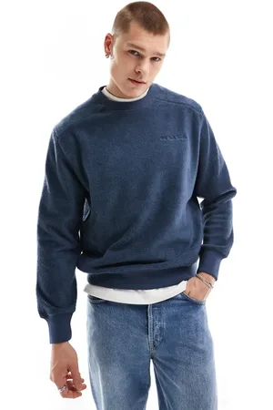 Paul Smith Grå sweatshirt i fleece med rund hals og logo