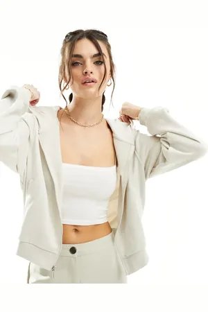 Nike French Terry - Cremehvid hættetrøje med lynlås