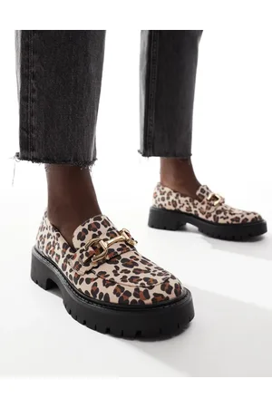 London Rebel Perdy - Chunky loafers med metaldetaljer og leopardprint-Multifarvet