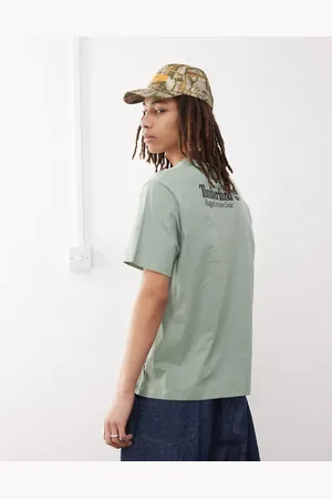 Timberland Grøn T-shirt med logoprint på ryggen