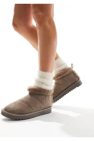 ASOS Zightly - Gråbrune støvle-hjemmesko-Neutral