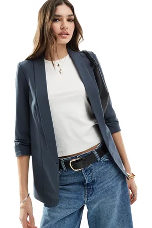 Pieces® Ombré-blå blazer med rynkede ærmer