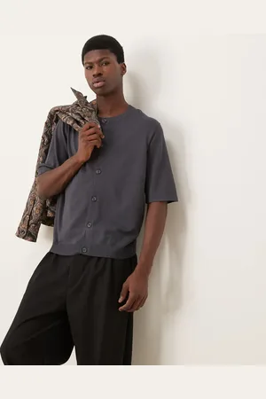 ASOS Og strikket T-shirt med rund hals og knapper i afslappet og firkantet pasform