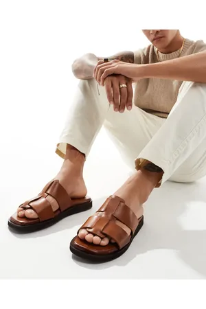 Schuh Santino - Gyldenbrune fisker-sliders i læder