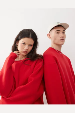 Reclaimed Unisex - Kirsebærrød trøje med firkantet pasform