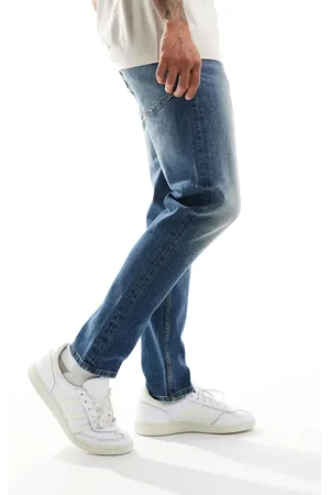 ASOS Tapered jeans med stretch i mellemblå vintagevask