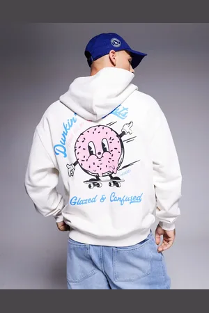 Hugo Blue Namiko - Råhvid hættetrøje med donut-print
