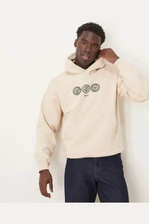 SELECTED Beige og oversized hættetrøje med centreret print-Neutral