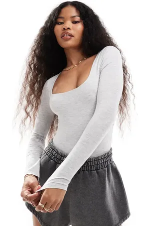 Miss Selfridge Bodystocking med lange ærmer og firkantet hals
