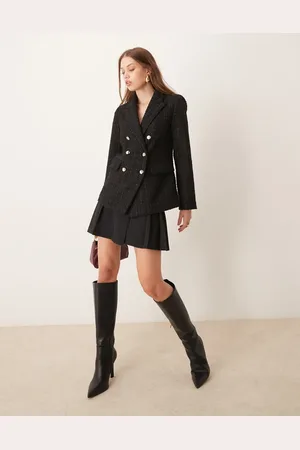 Y.A.S Dobbeltradet longline blazer i bouclé