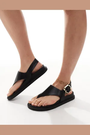 London Rebel Sorte sandaler med tårem og sål