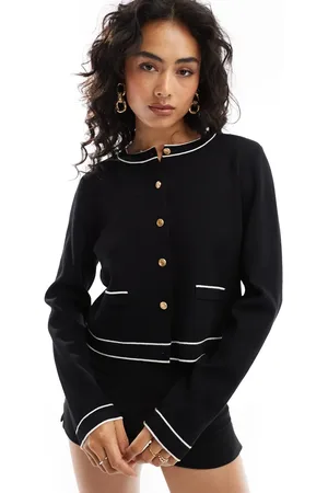 Forever New Cardigan i strik med kantbånd i kontrastfarve