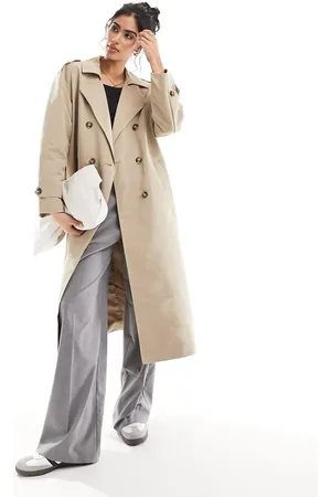VERO MODA Beige longline-trenchcoat med bælte-Neutral
